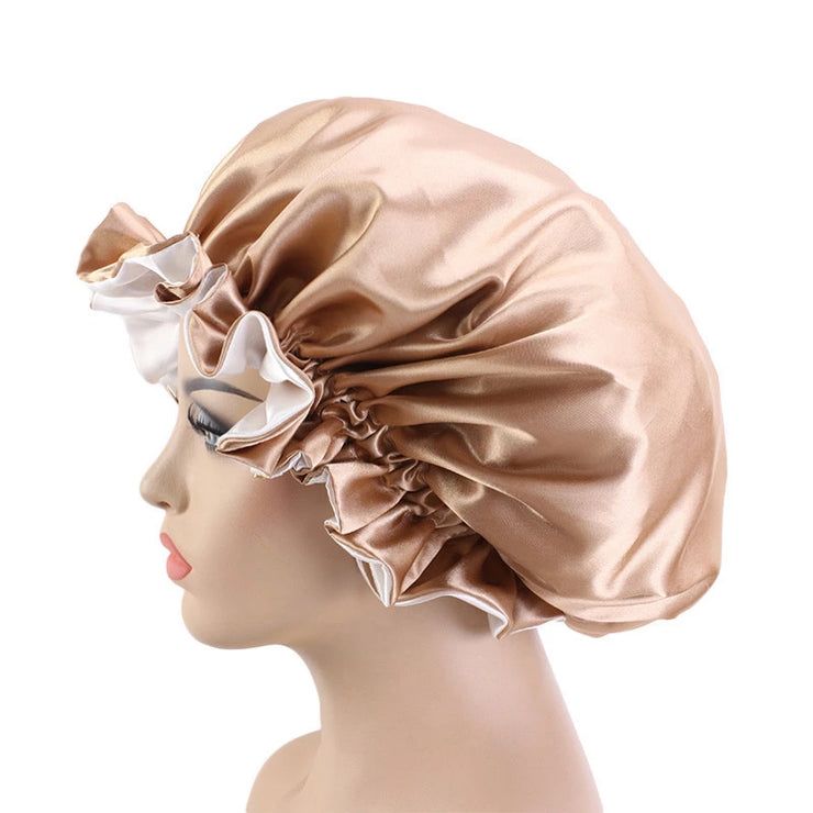 Solid Women Satin Bonnet Fashion Stain Silky Big Bonnet